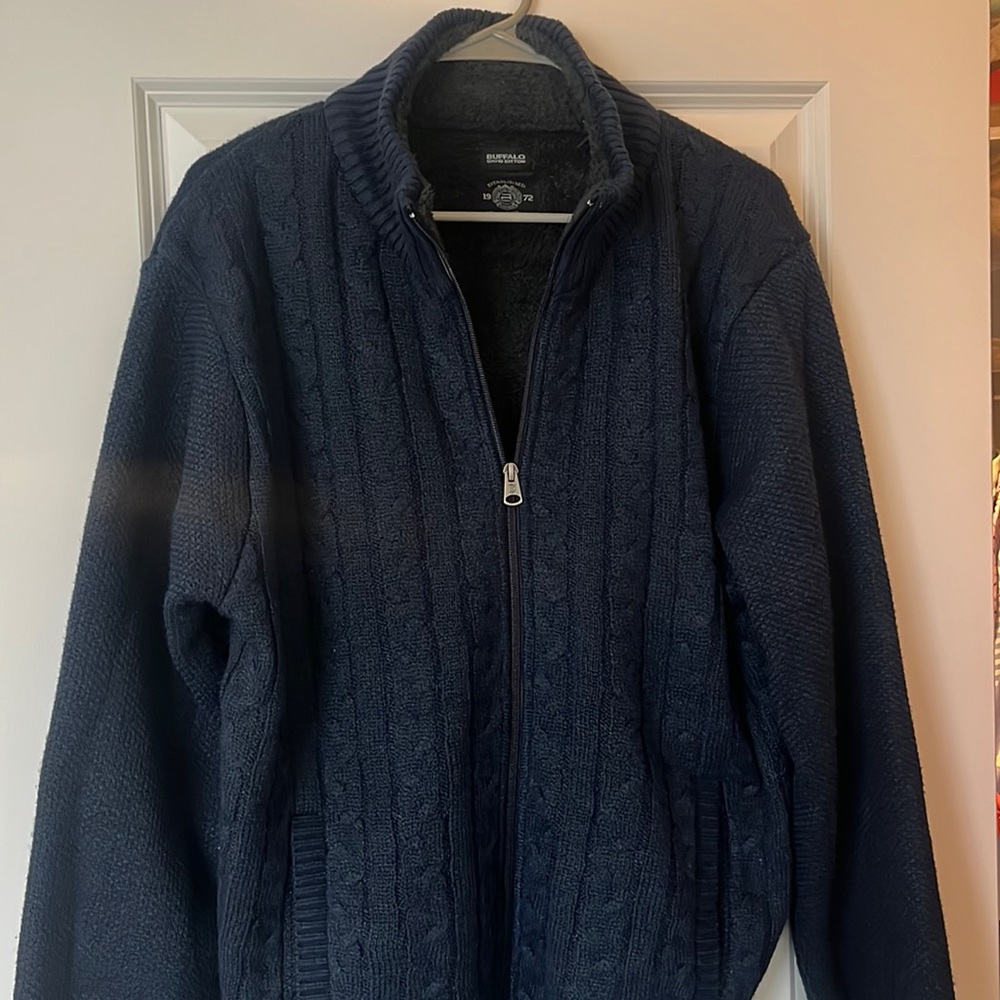 Buffalo David Bitton Zip Up Sweater XL Blue Brand New with Tags
